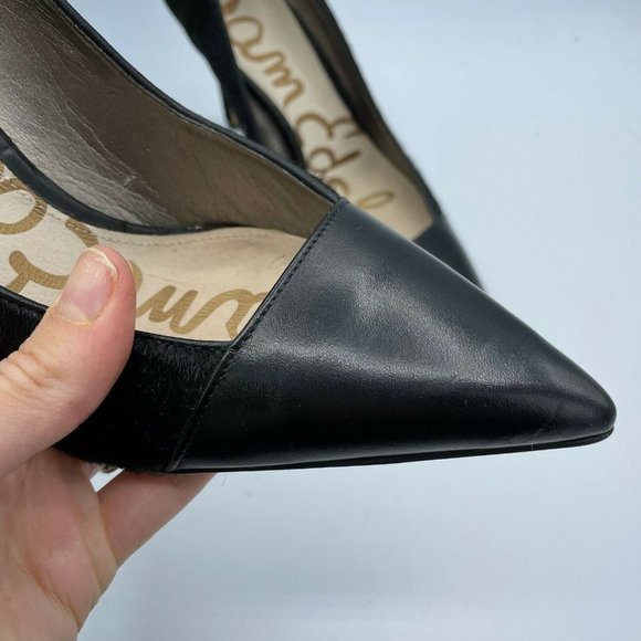 Sam Edelman Calf Hair Desiree Black Slip On Pointed Toe Stiletto Pump Heels 6.5M - Picture 3 of 9